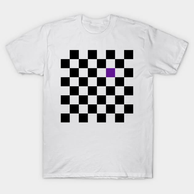 Checkered Black and White with One Purple Square T-Shirt by AbstractIdeas